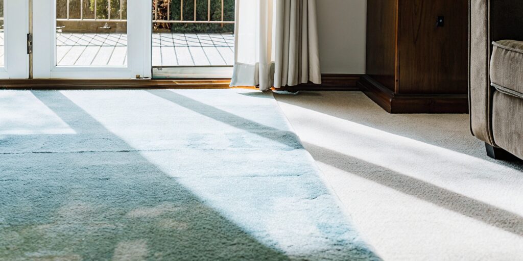 Carpet in a Toronto home showing isolated wear with surrounding areas in good condition