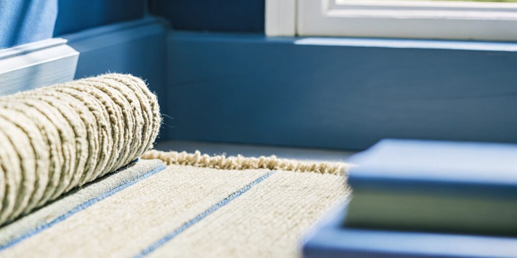 Close-up view of carpet fibers showing depth where stains can wick upward
