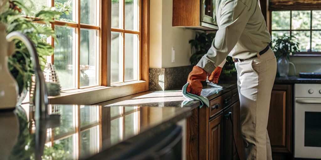 Professional sanitizing of household surfaces in a Toronto home